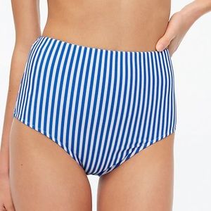 NWT! J. Crew striped high waisted bikini bottoms (blue / white) Medium